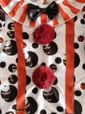 Girls Clown Costume Set, Printed Top & Black Tutu Skirt for Halloween & Carnival
