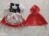 Girls Color Block Dress with Red Hooded Cape for Halloween & Party
