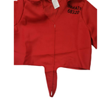 Girls red prisoner costume set includes knotted short sleeve top and elastic cuffed long pants. Letter print design, ideal for Halloween dress-up, themed party and role play performance.