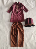 Boys 3PCS Halloween Costume Set, Purple Coat, Dark Red Pants & Hat