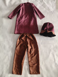 Boys 3PCS Halloween Costume Set, Purple Coat, Dark Red Pants & Hat