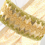 Princess Dress for Girls + 1 Golden Belt. The Puff Sleeves Are Adorned with Light Yellow Ribbons, Front Features Iridescent Golden Embossing. Perfect as a Halloween/Christmas Party Dress or Princess Costume
