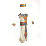 Girl's 6pcs Set: 1 Straight-Leg Printed Dress + 1 Printed Choker + 1 Printed Belt + 1 Pair of Printed Wristbands + 1 Printed Headband, Ethnic Print Party Outfit for Girls, Egyptian Print Elements, Halloween and Carnival Costume for Girls, Holiday