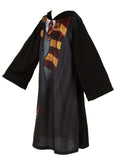 Girls printed hooded robe dress with digitally printed bow and scarf patterns. Cartoon animal prints decorate the hem. Great for Halloween, carnivals, holiday parties and stage performances.