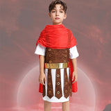 Boys' Samurai Outfit: 1pc Boys' Print Kimono + 1 Solid Color Cape, Roman Style Print Pattern, Boys' Halloween and Various Carnival Party Costume, Stage Performance and Masquerade Costume