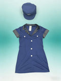 Women Police Officer Costume Dress with Hat for Halloween Cosplay Party