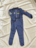 Boys Solid Astronaut Jumpsuit with Printed Details, Stand Collar for Shows & Festivals
