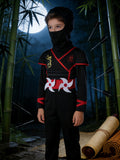 Boys Black Ninja Warrior Costume Set for Halloween Carnival Stage Performance