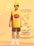 Boys Ketchup Costume Pullover with Yellow Hat for Halloween & Parties