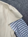 Girls Preppy Bow Sleeveless Dress Striped Inner Top 2-Piece Outfit