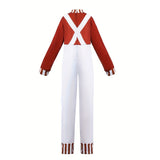 Boys' Set: 1 Fake Two-Piece Suspenders Jumpsuit + 1 Mask, The Mask Is Print with Green Hair Pattern, The Jumpsuit Is a Fake Two-Piece Suspenders Print Pattern