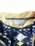 Girls Navy Blue and White Two-Piece Skirt Set with Chain Print