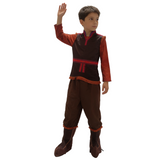 Boys Nordic explorer costume set includes long sleeve top, vest, trousers and shoe covers. Vintage frontier styling, suitable for Halloween, theme party, school dress-up and fantasy role-play activities.