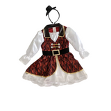 Girls Pirate 3-Piece Set: Dress + Belt + Headband Trimmed lapels & lace hem, ideal for festival dress-up.