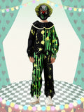 Boys Clown Printed Jumpsuit with Mask for Holiday Cosplay