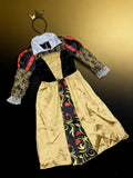 Girls' Evil Queen Costume Set (Includes Headband): 1 mid-length spliced printed dress with 1 matching headband. Perfect girls Evil Queen outfit for Halloween, carnival parties and stage performances.