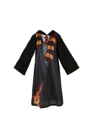 Girls printed hooded robe dress with digitally printed bow and scarf patterns. Cartoon animal prints decorate the hem. Great for Halloween, carnivals, holiday parties and stage performances.