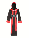 Kids Black & Red Hooded Sorcerer Costume for Halloween Cosplay
