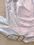 Girls' Outfit: 1pc Top, 1pc Camisole And 1pc Skirt, White Base with Golden Accents, Iridescent Fabric with Shimmering Reflective Effect Under Stage Lights, Enhancing Visibility for Performances, Girls' Halloween And Festive Party Costume