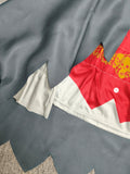 Boys' Pirate Earl Costume Set: 1 top, 1 cape and 1 hat. The top adopts fake two-piece spliced design with light gray and bright red. Kids pirate costume for Halloween and various carnival parties.