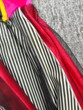 Girls' Circus Magician Vampire Clown Dress: Double-breasted top with gold trim, skirt spliced with black-and-white striped tulle. Comes with mini top hat headband to highlight character features. Costume for Halloween, Christmas, carnival parties.