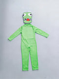 Boys' Printed Costume Set: 1 solid green jumpsuit with stand collar, bright color, soft comfy fabric and simple stylish design. Kids dress-up set for Halloween and all carnival parties.