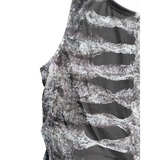 Girls Skeleton Print Dress & Veil Headpiece Unique jagged hem, ideal for Halloween and festival performances.