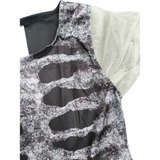 Girls Skeleton Print Dress & Veil Headpiece Unique jagged hem, ideal for Halloween and festival performances.