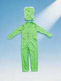 Boys' Printed Costume Set: 1 solid green jumpsuit with stand collar, bright color, soft comfy fabric and simple stylish design. Kids dress-up set for Halloween and all carnival parties.