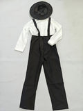 Girls 3PCS Costume Set with Hat, Overalls & White Shirt for Halloween & Masquerade