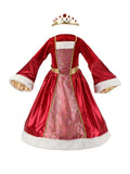 Girls Burgundy Luxury Velvet Princess Dress with Crown for Holiday Party