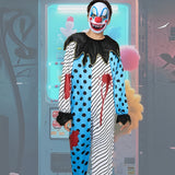Boys Asymmetric Printed Clown Jumpsuit with Mask for Halloween & Christmas Party