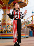 Girls Black-Red Clown Costume Set for Halloween & Carnival Parties