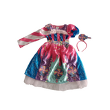 Girls Lollipop Print Dress with Candy Headband for Halloween Party