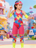 Girls Color Block Sport Cosplay Outfit Set for Stage Performance & Role Play