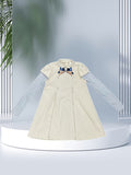 Girls Preppy Bow Sleeveless Dress Striped Inner Top 2-Piece Outfit
