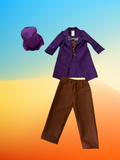 Kids Willy Wonka Chocolate Factory Costume Set with Top Hat