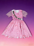 Girls Pink Round Neck Dress Set with Sash for Halloween Carnival