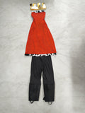 Luxury Set: 1 Bright Red Top + 1 Pair of Black Trousers + 1 Crown + 1 Cape + Wristbands, Print Crown Design on The Front of The Top, Set, Halloween And Various Carnival Festival Set