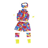 Boys 7Pcs Camouflage Costume Set, Digital Print Outfit for Halloween & Stage Performance