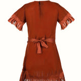 Girls Caveman Fringe Dress Set for Halloween & Stage Performance