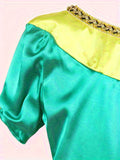 Girls Bright Green Costume Set with Sheer Sleeves for Halloween & Carnival