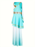 Girls Light Blue Slip Dress with Headband for Goddess Halloween Performance