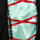 Girls striped pirate costume dress with layered design. Long bell sleeves and crisscross lace-up front. Ideal for Halloween, sea adventure themed parties, carnival and kids imaginative pirate role-play.