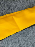 Girls' Yellow Kung Fu Tracksuit: 1 top and 1 pair of pants. Stand collar martial arts costume with black stripes and zipper, suitable for Halloween, carnival parties and stage performances.