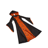 Girls Hooded Printed Vampire Dress with Irregular Sleeves for Halloween