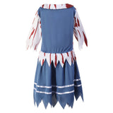 Girls Zombie Cos Dress, Ripped Uniform with Blood Print for Halloween