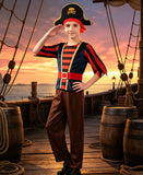 Kids Pirate Costume Set with Hat, Shirt & Pants for Halloween Cosplay Party