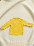 Boys Bright Yellow Blazer-Style Shirt with Pink Heart Buttons