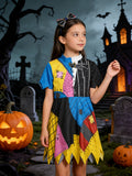 Girls Nightmare Before Christmas Patchwork Halloween Dress Costume